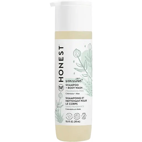 The Honest Company 2-in-1 Cleansing Shampoo + Body Wash | Gentle for Baby | Naturally Derived, Tear-free, Hypoallergenic | Fragrance Free Sensitive, 10 fl oz