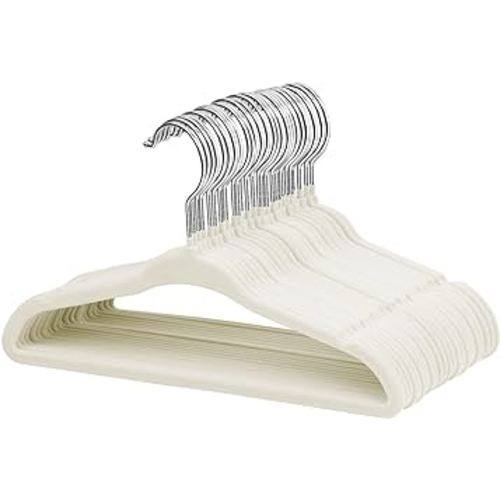 ManGotree Baby Velvet Clothes Hangers, Kids Toddler Children's Hangers for Clothes Space Saving Non-Slip (30 Pack, Cream)