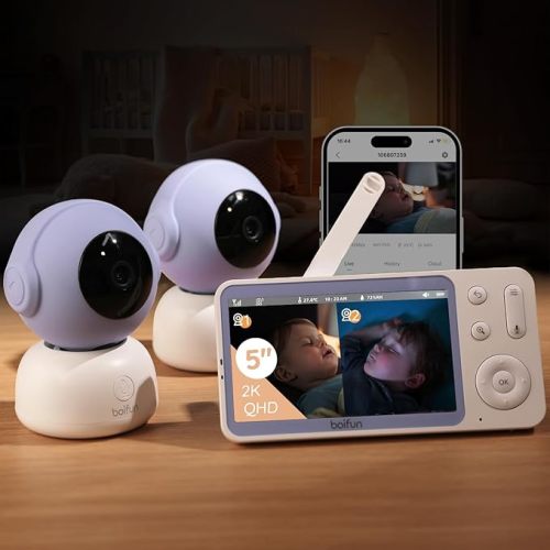 BOIFUN 2K Split Baby Monitor with 2 Cameras