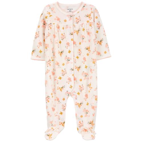 Baby Floral Snap-Up Cotton Sleep & Play Pajamas - 6M - Style,Multi