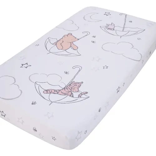 Disney Winnie The Pooh - Classic Pooh - Ivory, Tan and White Photo Op Fitted Crib Sheet