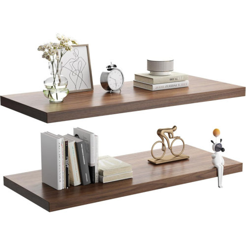 Latitude Run® Large Floating Shelves for Wall Set of 2 Wooden Wall Shelves Room Decor Long Shelf with Invisible Wall Mount Bracket for Bedroom, Kitchen, Living Room | Wayfair