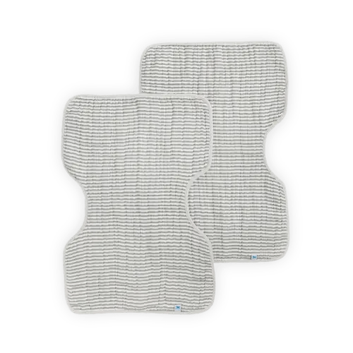 Cotton Muslin Burp Cloth 2 Pack - Grey Stripe