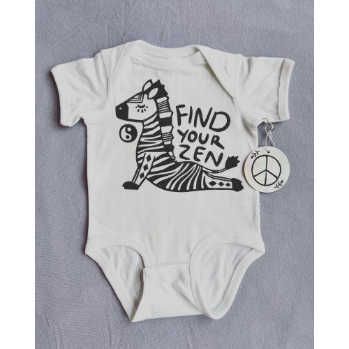 Zen Zebra Bodysuit, Yoga baby outfit, hippie baby, gender neutral baby, unisex baby gift, gift for baby, Yoga baby shower, Safari baby gift