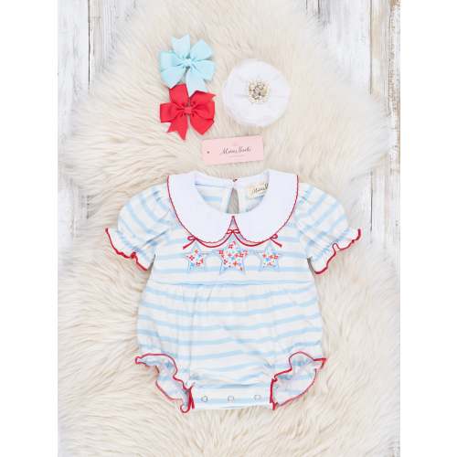 Blue & White Striped Patriotic Stars Bubble