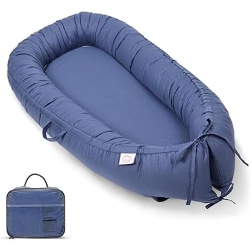 EAQ Baby Lounger, Snuggle Me Lounger, Portable Baby Nest Breathable & Soft, 100% Cotton Baby Lounger Pillow, Safe Baby Bassinet for Co-Sleeping, Nursery, Travel, Playtime