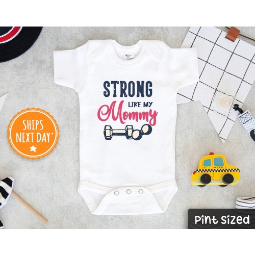Mommy's Workout Buddy Onesie® - Strong Like Mommy Baby Onesie® - Cute Mothers Day Onesie®- Fit Mom Baby Bodysuit