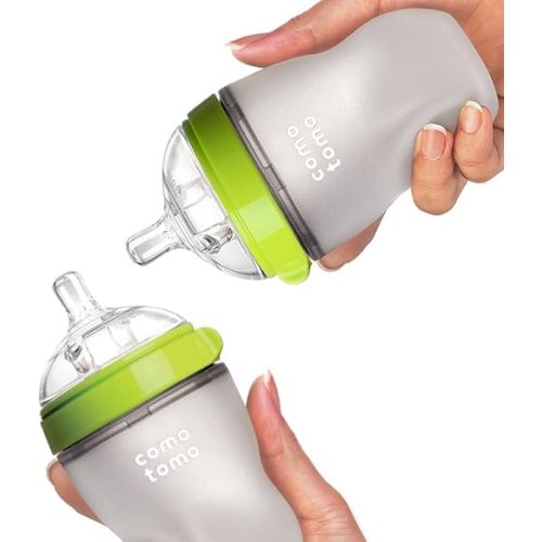 Comotomo Baby Bottle, Green, 8 oz (2 Count)