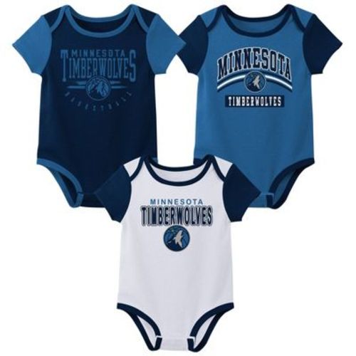 Nba Minnesota Timberwolves Boys' 3pk Bodysuit Set - 3-6m