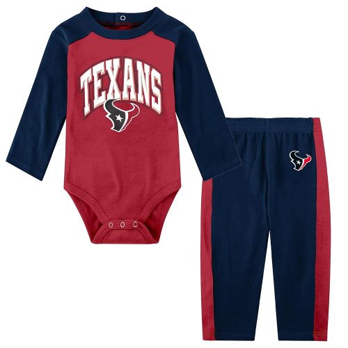NFL New Born Infant 0/3M-6/9M Officially Licensed Arched Logos 2 Pack Long Sleeve Bodysuit Creeper and Pants Set