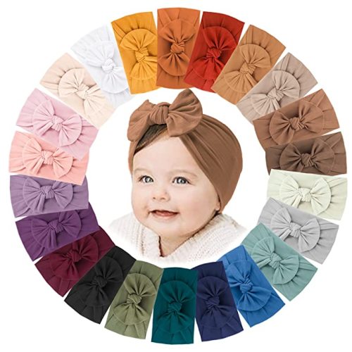 Jesries 22 PCS Baby Headbands Soft Nylon Hairbands with Bows Girls Hair Accessories for Newborn Infant Toddler Kids Handmade - Multi-color 2 (22 colors)