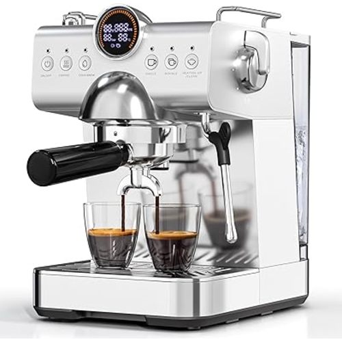 COWSAR Professional Espresso Machine 20-Bar Pressure, Cold Brew & Hot Coffee Maker with Steam Wand, 1.5L Detachable Water Tank, Energy-Saving Auto Sleep Mode, LED Display, Stainless Steel, for Home