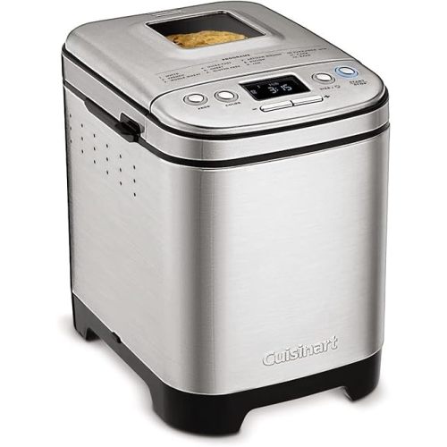 Cuisinart Bread Maker Machine, Stainless Steel Automatic Bread Machine with 12 Menu Options, 3 Loaf Sizes up to 2 Lb., 3 Crust Colors, Removable Nonstick Baking Pan & Kneading Paddle, CBK-110NAS