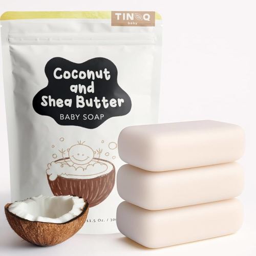 Hypoallergenic Baby Soap Bar for Sensitive Skin | Gentle Wash for Babies, Toddlers, Kids and Adults | Organic and Natural Shea Butter & Coconut Oil | 3-Pack