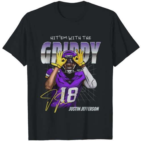 Justin Jefferson Kids, Funny Hit'em With The Griddy T-shirt, Unisex Cotton T-shirt