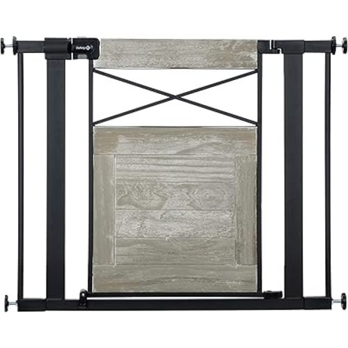 Safety 1st Adjustable Baby Gate for Doorways, Modern Farmhouse Style Gates for Pets, Toddlers, Babies, Children, Grey