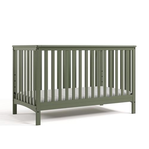 Storkcraft Hillcrest 4-in-1 Convertible Crib (Olive) – GREENGUARD Gold Certified, Converts to Toddler, Daybed & Full-Size Bed, Fits Standard Crib Mattress, Easy Assembly