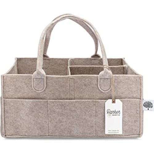 Parker Baby Diaper Caddy - Nursery Storage Bin and Car Organizer for Diapers and Baby Wipes - Oatmeal, Large