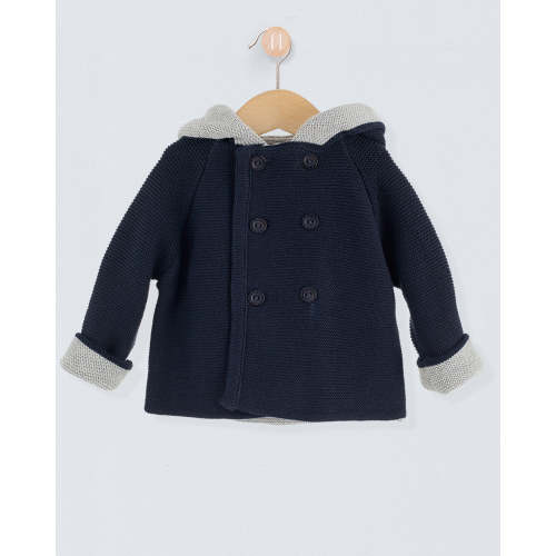 Jackpot Navy and Grey Hooded Jacket FLEURISSE- 3/6M