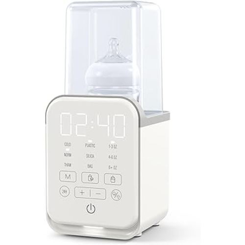Bottle Warmer 10-in-1 Universal Baby Bottle Warmers for All Bottles Milk Warmer with Night Light, Timer, Steri-lize, Auto Shut, Temperature Fast Bottle Warmer for Breastmilk or Formula (Grey)