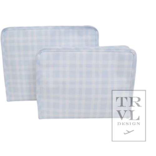 TRVL Blue Pimlico Plaid Large Roadie | A to Z Monogramming