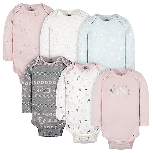 Gerber Baby Girls' 6-Pack Long-Sleeve Onesies Bodysuits