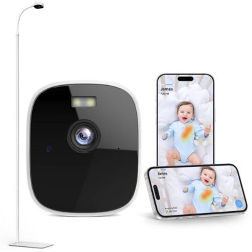 Maliton Baby Monitor With Floor, 2K HD Video, Breathing Motion Tracking, 2-Way Audio, Night Vision, for App, White