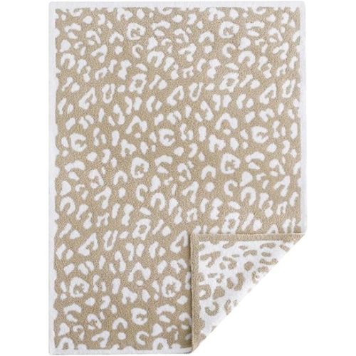 BOBOYOYO Plush Baby Blankets for Newborn Girls Boys Leopard Soft Fuzzy Warm Swaddle Receiving Blanket 30 x 40 Polyester Toddler Blanket for Crib Stroller Nursery Blue