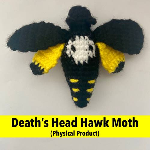 4” Handmade Crochet Death’s Head Hawk Moth
