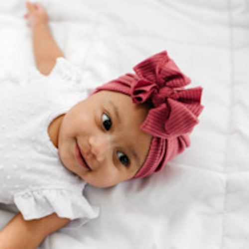 Bunny Knots Headwrap - Mauve, Newborn