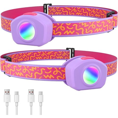 EverBrite LED Headlamp Rechargeable Kids Headlamp with RGB Mode and Adjustable Headband, 3 Modes Multicolor Headlamp for Camping, Reading, Exploring, Halloween, Christmas