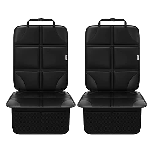 Car Seat Protector, Non-Slip Padded Backing Will Not Leave Imprint, Thickest Carseat Seat Protector for Child Car Seat 2 Pack for SUV, Sedan, Truck, Leather Car Seat (Black)
