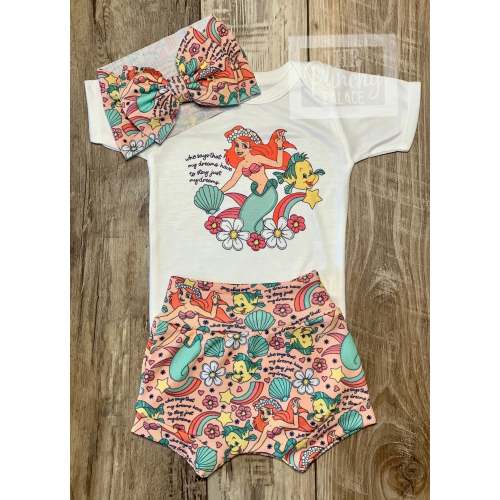 Mermaid Baby Full Outfit Set / Toddler Full Outfit Set / Trendy Baby Clothes / Disney Ariel Disney Baby Clothing Set