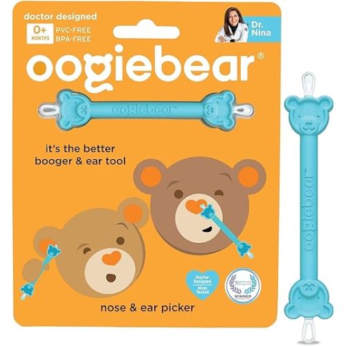 oogiebear Baby Nose Cleaner & Ear Wax Removal Tool - Safe Booger & Earwax Removal for Newborns, Infants, Toddlers - Dual-Ended - Essential Baby Stuff