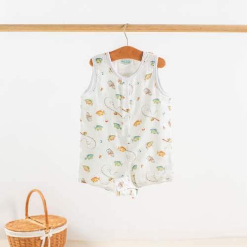 Gone Fishing Organic Muslin Shortalls