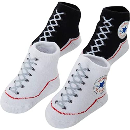 Converse Infant Baby Booties 2 Pack (Black(LC0001-001)/White, 0-6 Months)