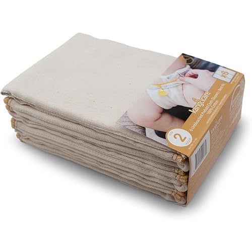 Kanga Care Reusable Unbleached 100% Cotton Prefold Cloth Diapers (6pk) - Size 2 : Infant