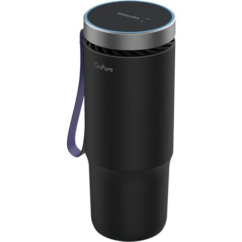 Philips GoPure GP5611 Small Portable HEPA Air Purifier with LED UVC Purification, for Car, Truck, RV/Camper, Reducing Allergens, Bad Smells, Smoke, Pet Odors, Bacteria, Viruses,Black