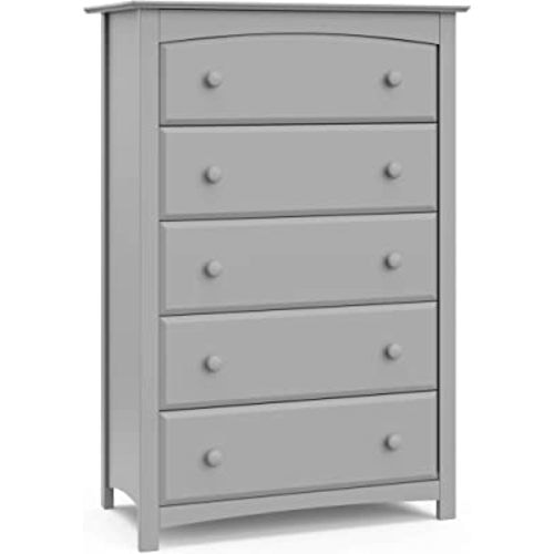 Storkcraft Kenton 5 Drawer Dresser (Pebble Gray) – Dresser for Kids Bedroom, Nursery Dresser Organizer, Chest of Drawers for Bedroom with 5 Drawers, Universal Design for Children’s Bedroom
