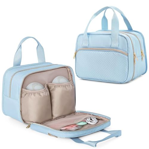 Fasrom Wearable Breast Pump Bag with Cooler Compatible with Momcozy, Medela and Elvie Pumps, Portable Pump Carrying Case for Working Moms, Blue