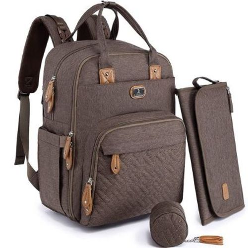 Dikaslon Diaper Bag Backpack With Portable Changing Pad, Pacifier Case And Stroller Straps, Black