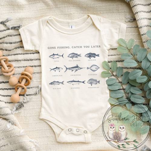 Saltwater Fish Variety Onesie®, Saltwater Shirt, Fishing Onesie®, Flounder Shirt, Biggest Catch Shirt, Gone Fishin' Shirt, Daddys Boy
