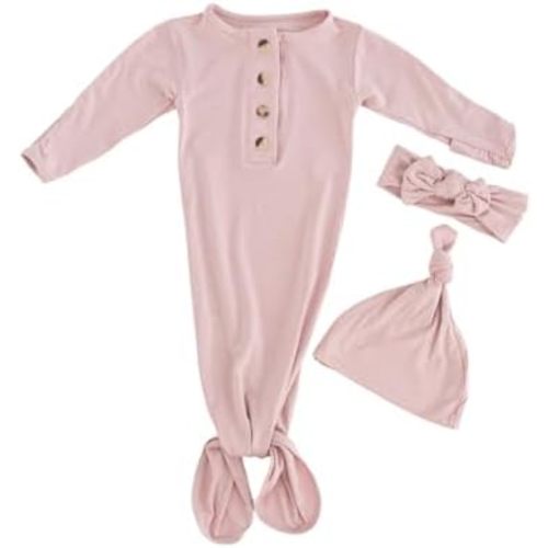 Newborn Knotted Baby Gown and Hat Set for Baby Boy or Baby Girl