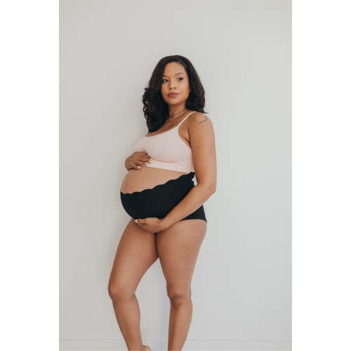 Maternity & Postpartum Support Bloomers - Scallop Edge Black