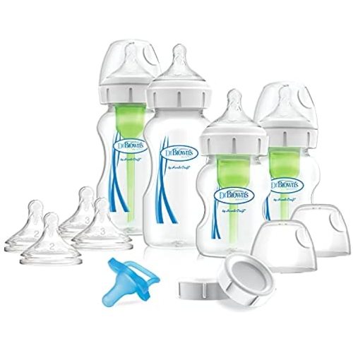 Dr. Brown's Anti-Colic Options+ Wide Neck Baby Bottles to Reduce Colic, Bottle Essentials Gift Set