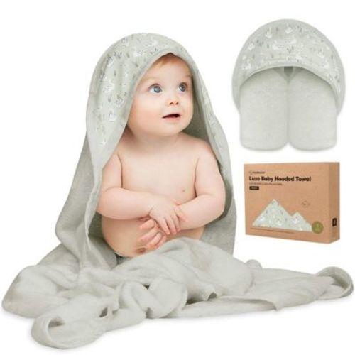 Luxe Baby Hooded Towel, Organic Baby Bath Towel, Hooded Baby Towels, Baby Beach Towel For Newborn, Kids (rainbow)
