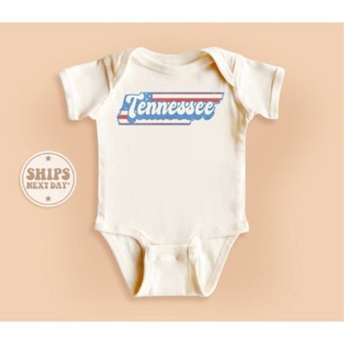 Tennessee State Onesie, Tennessee Map Baby Bodysuit, Retro Natural Baby Onesie, Vintage Patriotic Onesie Cute and Cool Baby Bodysuit, Cute Natural Baby Onesie