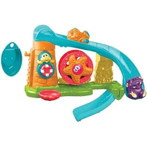 Edushape Tub Fun Park Toddler Bath Bath Toy - Includes Hippo Elephant Starfish and Turtle for Fun and Interactive Play! Attach to Side of Bath and Watch Water Spray Out Like A Fountain,Multi