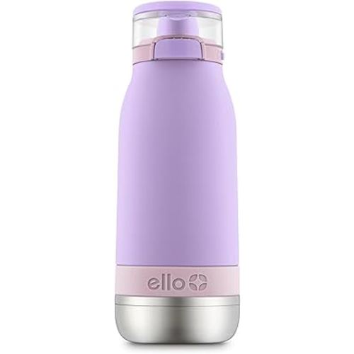 Ello Emma 14oz Vacuum Insulated Stainless Steel Kids Water Bottle with Straw and Built-in Carrying Handle and Leak-Proof Locking Lid for School Backpack, Lunchbox and Outdoor Sports