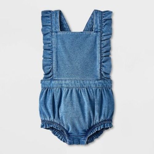Baby Girls' Ruffle Romper - Cat & Jack™ Blue 6-9m